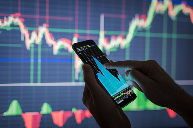 Image of cell phone with chart